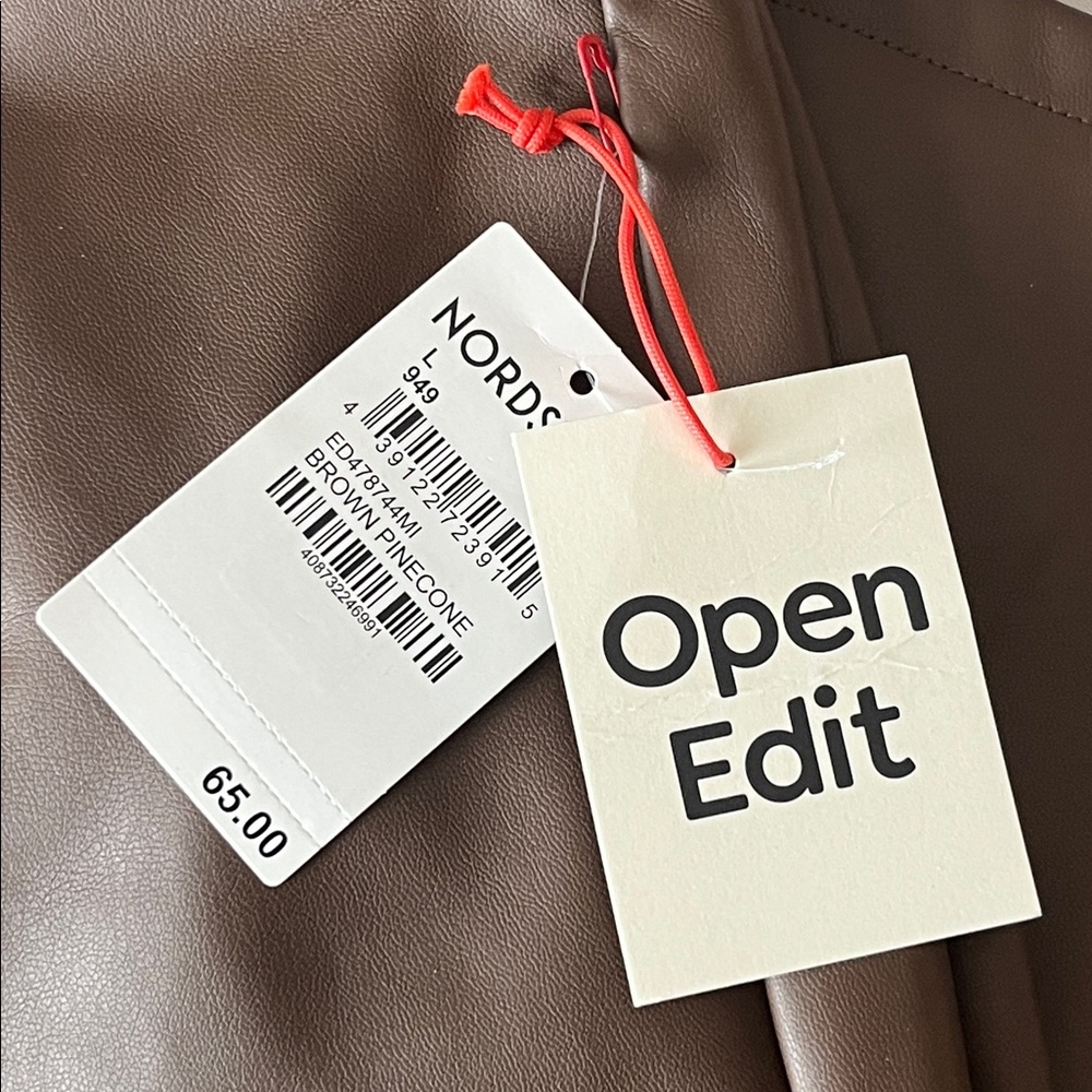 Open Edit Brown Faux Leather Midi Skirt - Picture 2 of 2